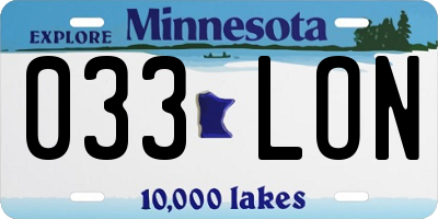 MN license plate 033LON