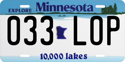 MN license plate 033LOP