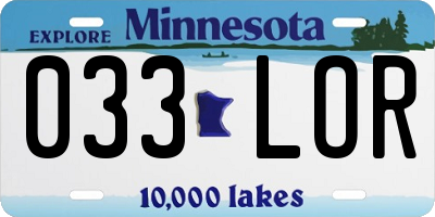 MN license plate 033LOR