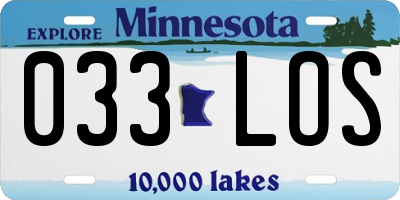 MN license plate 033LOS