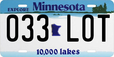 MN license plate 033LOT