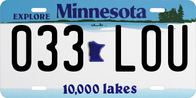 MN license plate 033LOU