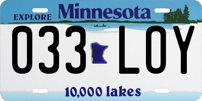 MN license plate 033LOY