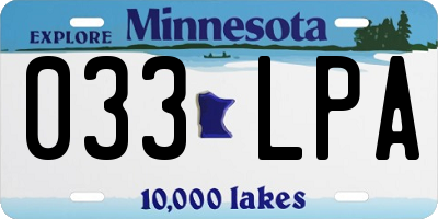 MN license plate 033LPA