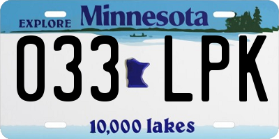 MN license plate 033LPK