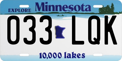 MN license plate 033LQK
