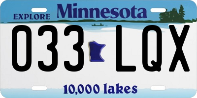 MN license plate 033LQX