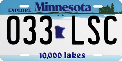 MN license plate 033LSC