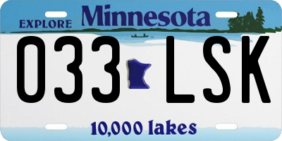 MN license plate 033LSK