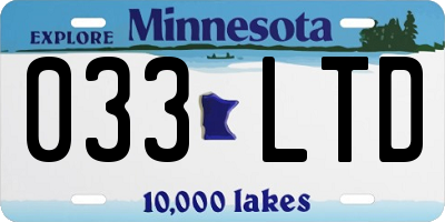 MN license plate 033LTD