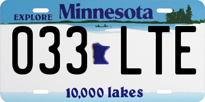 MN license plate 033LTE