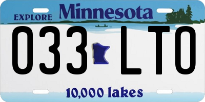 MN license plate 033LTO
