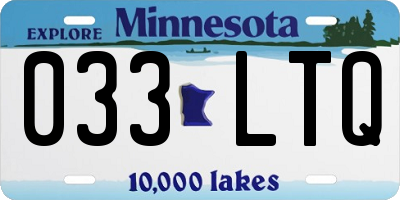 MN license plate 033LTQ