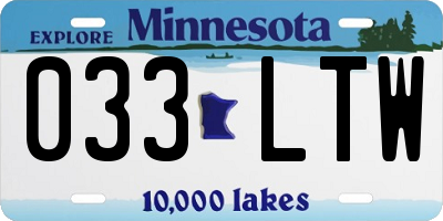 MN license plate 033LTW