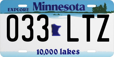 MN license plate 033LTZ