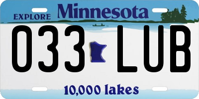 MN license plate 033LUB