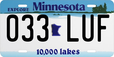 MN license plate 033LUF