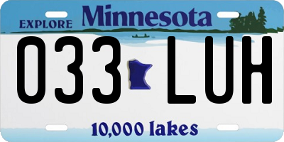 MN license plate 033LUH