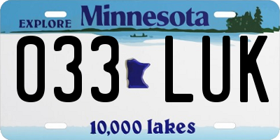 MN license plate 033LUK
