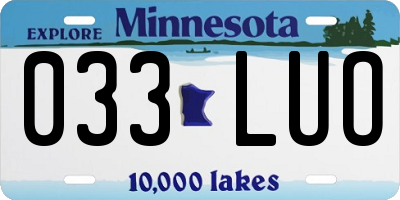 MN license plate 033LUO