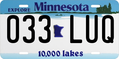 MN license plate 033LUQ