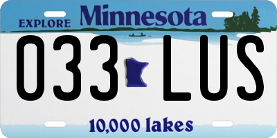 MN license plate 033LUS