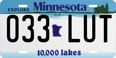 MN license plate 033LUT