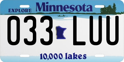 MN license plate 033LUU