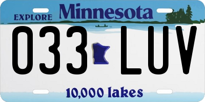 MN license plate 033LUV