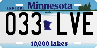 MN license plate 033LVE