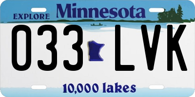 MN license plate 033LVK