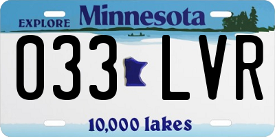 MN license plate 033LVR