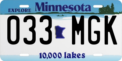 MN license plate 033MGK