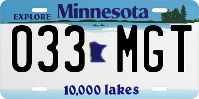 MN license plate 033MGT