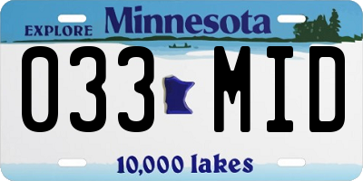 MN license plate 033MID
