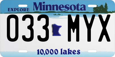 MN license plate 033MYX