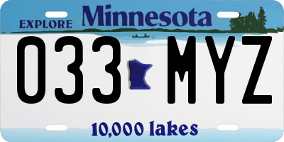 MN license plate 033MYZ