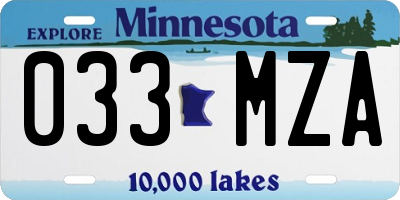 MN license plate 033MZA