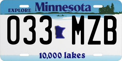 MN license plate 033MZB