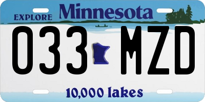 MN license plate 033MZD
