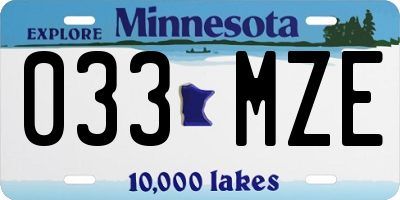 MN license plate 033MZE