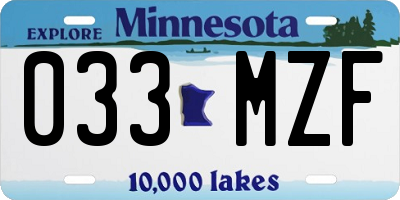 MN license plate 033MZF