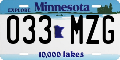 MN license plate 033MZG