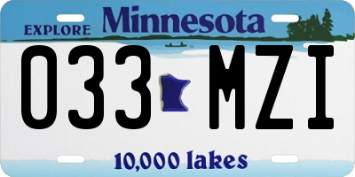 MN license plate 033MZI