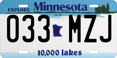 MN license plate 033MZJ