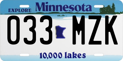 MN license plate 033MZK