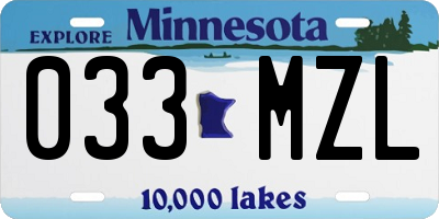 MN license plate 033MZL