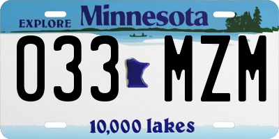MN license plate 033MZM
