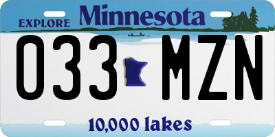 MN license plate 033MZN