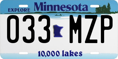 MN license plate 033MZP